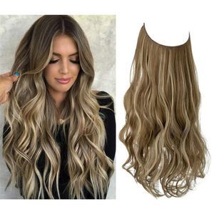 Highlight Halo Hair Extension Medium Brown With Ash Blonde Heat Friendly